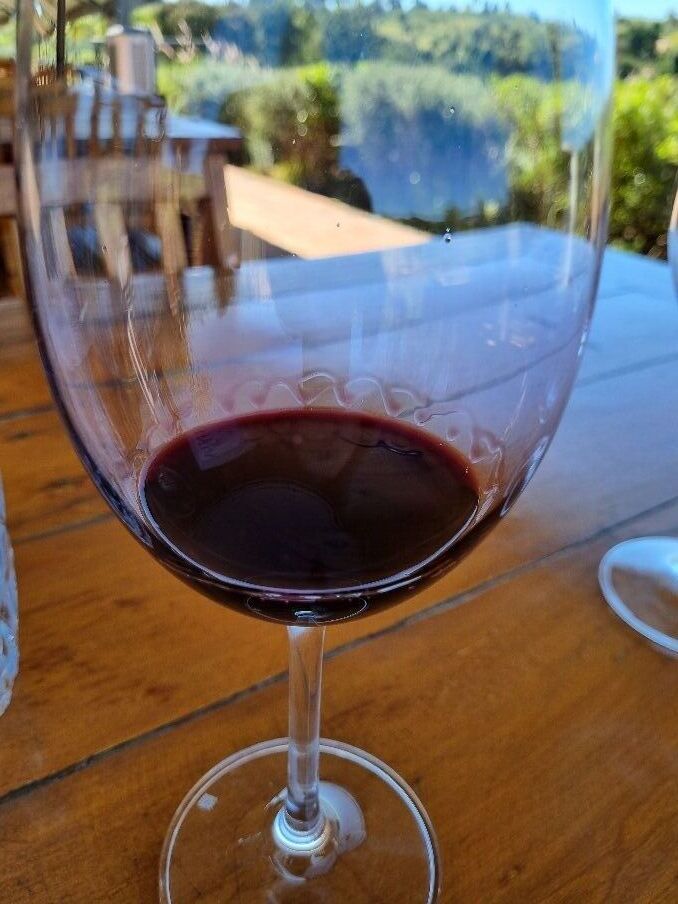 Taça de vinho tinto em detalhe